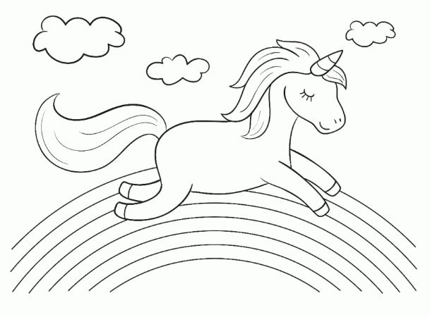 tranh chú ngựa pony dễ thương chạy trên cầu vồng