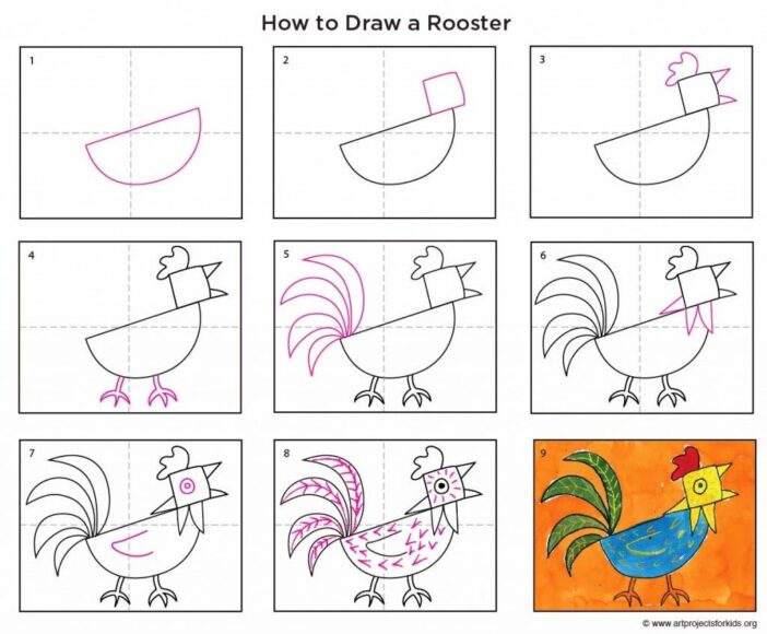 Hình vẽ cách vẽ con vật con gà