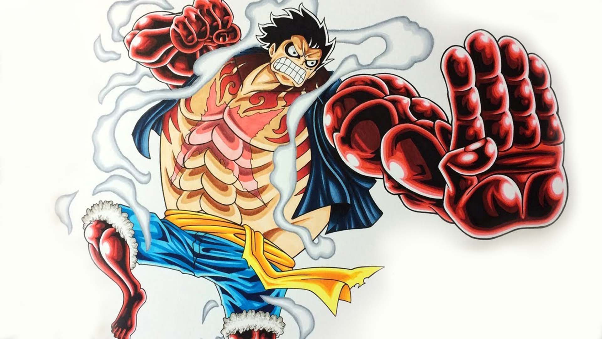 Hình ảnh Luffy ngầu với cánh tay đỏ