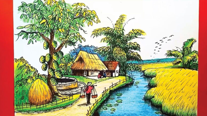 Vẽ tranh tường đề tài làng quê Việt nam