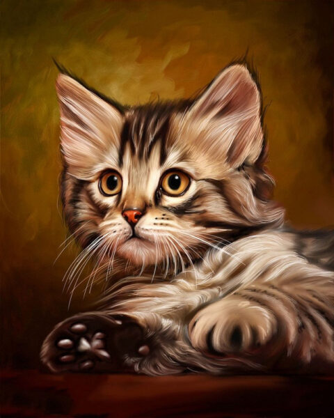 Vẽ tranh dễ thương về con mèo bằng sơn dầu