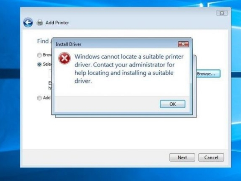 Windows không thể kết nối với máy in