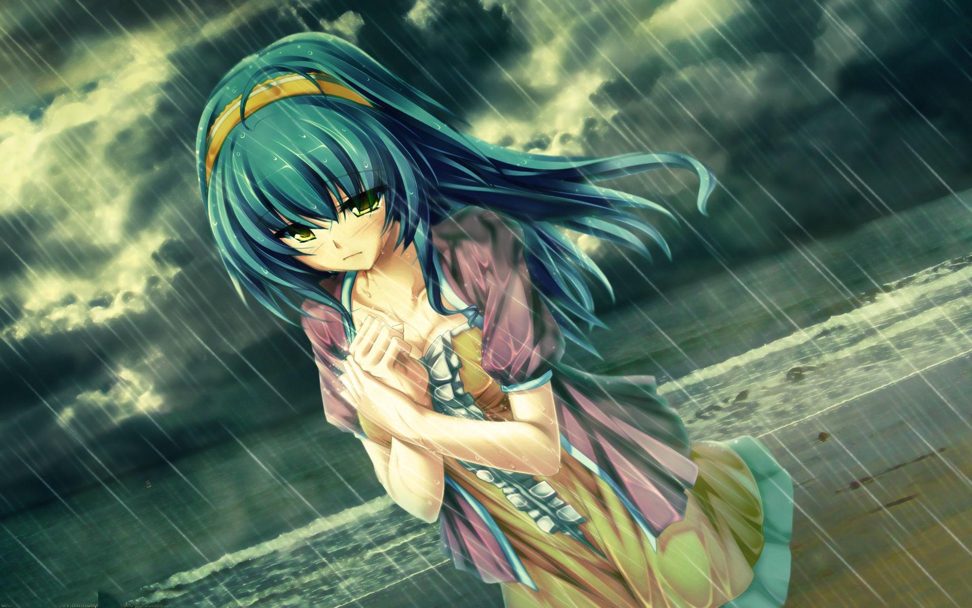 Ảnh đẹp Anime buồn dưới mưa