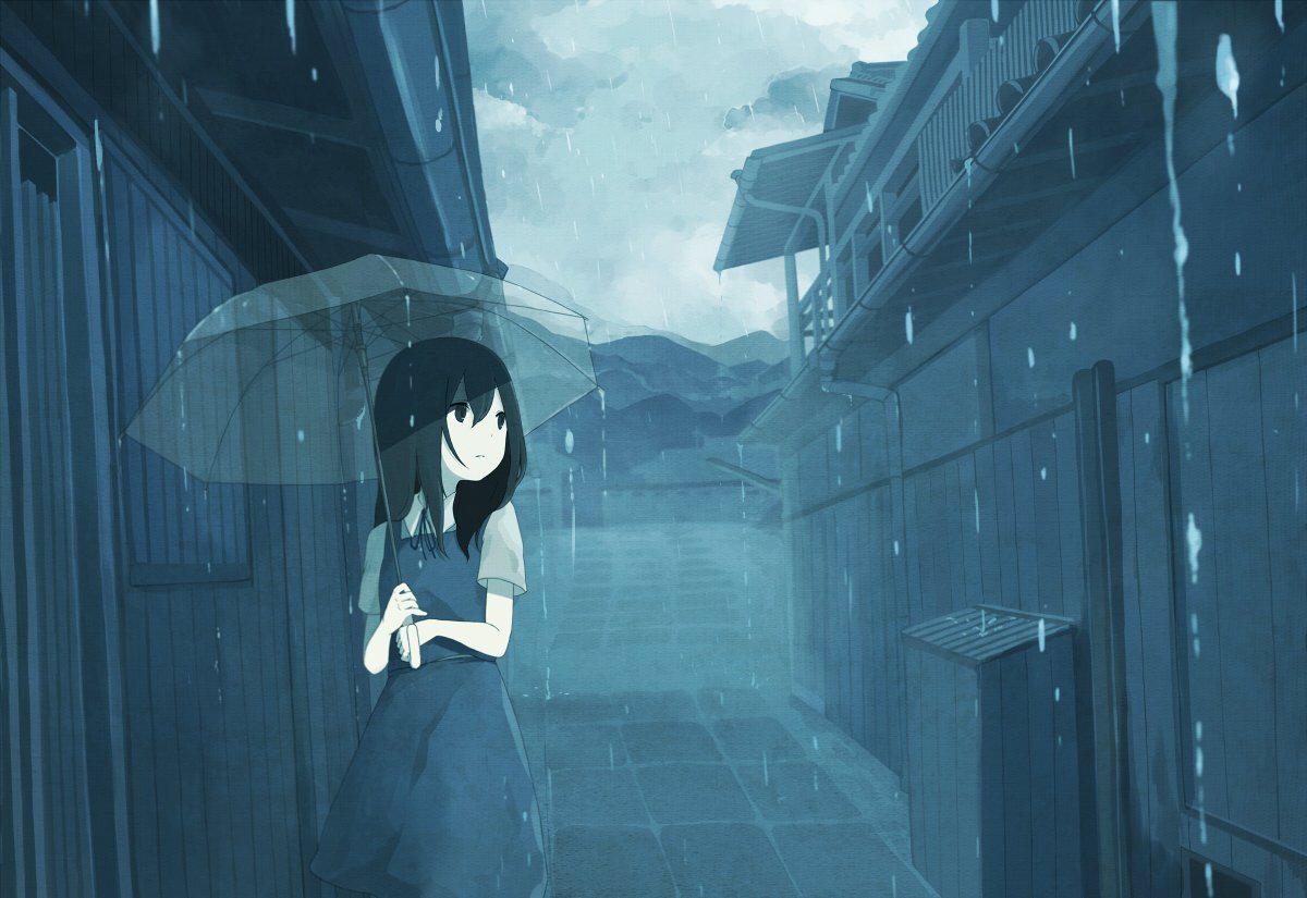 hình ảnh Anime mưa buồn tâm trạng