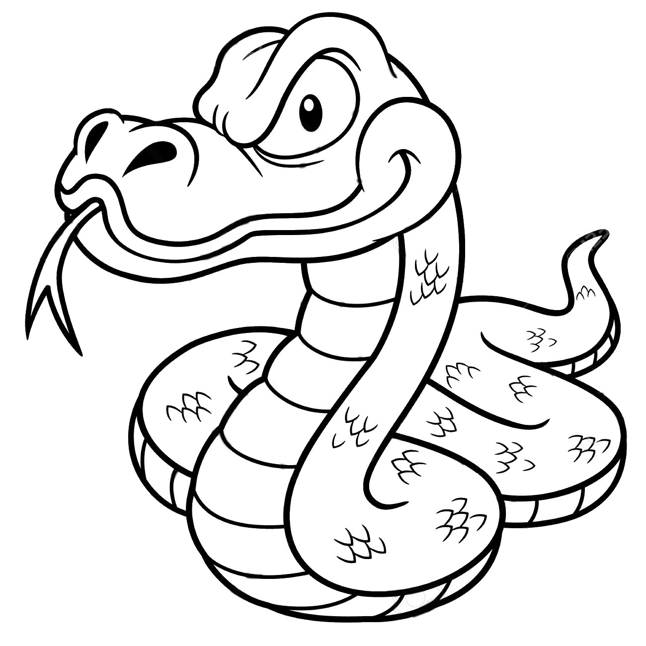 Tranh tô màu con rắn hoạt hình