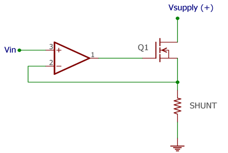 Mạch nguồn dòng điều khiển bằng điện áp sử dụng Op-Amp