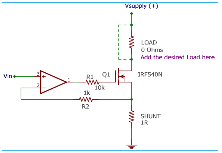 Mạch nguồn dòng điều khiển bằng điện áp sử dụng Op-Amp