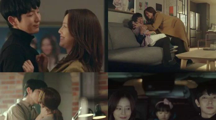 Nhìn vẻ mặt của Cha Ji Won thôi, người xem cũng có thể hiểu cô hạnh phúc tới mức nào khi được ở bên chồng và con (Ảnh: Internet)