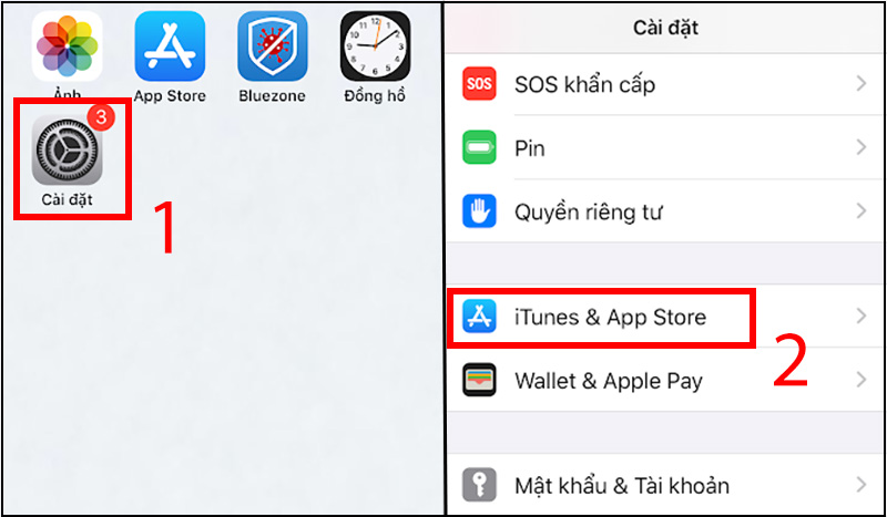 Chọn mục iTunes & App Store