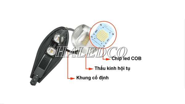 Cấu tạo bóng đèn LED cao áp: Chip LED - Nguồn LED - Vỏ đèn - Tản nhiệt