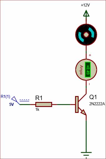 Circuit using 2N222 NPN transistor