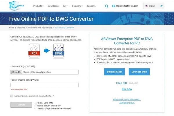 Cách chuyển PDF sang Cad online miễn phí