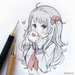 Tranh vẽ anime đẹp, đơn giản, dễ thương bằng bút
