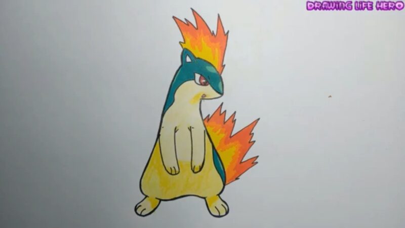 vẽ tranh Pokemon Quilava hệ lửa