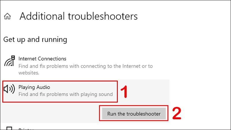 Chọn Run the troubleshooter