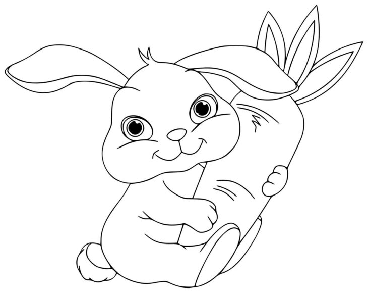 Tranh tô màu con thỏ ôm củ cà rốt dành cho bé gái 7 tuổi tập tô