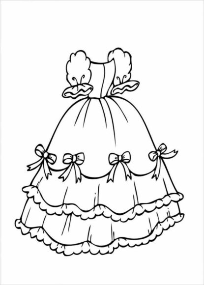 Tranh vẽ chiếc váy đẹp dành cho bé gái 7 tuổi tập tô