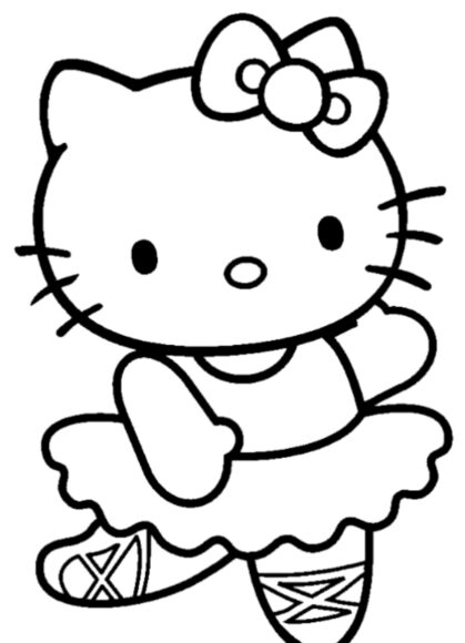 Tranh vẽ mèo kitty dễ thương dành cho bé gái 7 tuổi tập tô