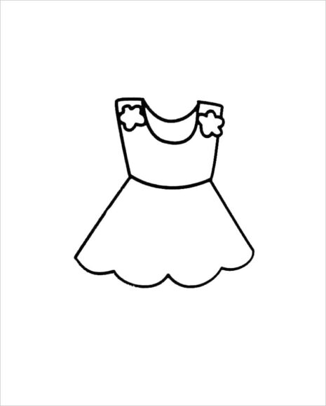 Hình vẽ chiếc váy dành cho bé gái 7 tuổi tập tô