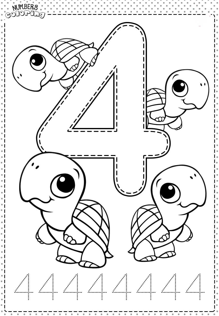 Tranh tô màu và tập tô Số 4 - 4 con rùa