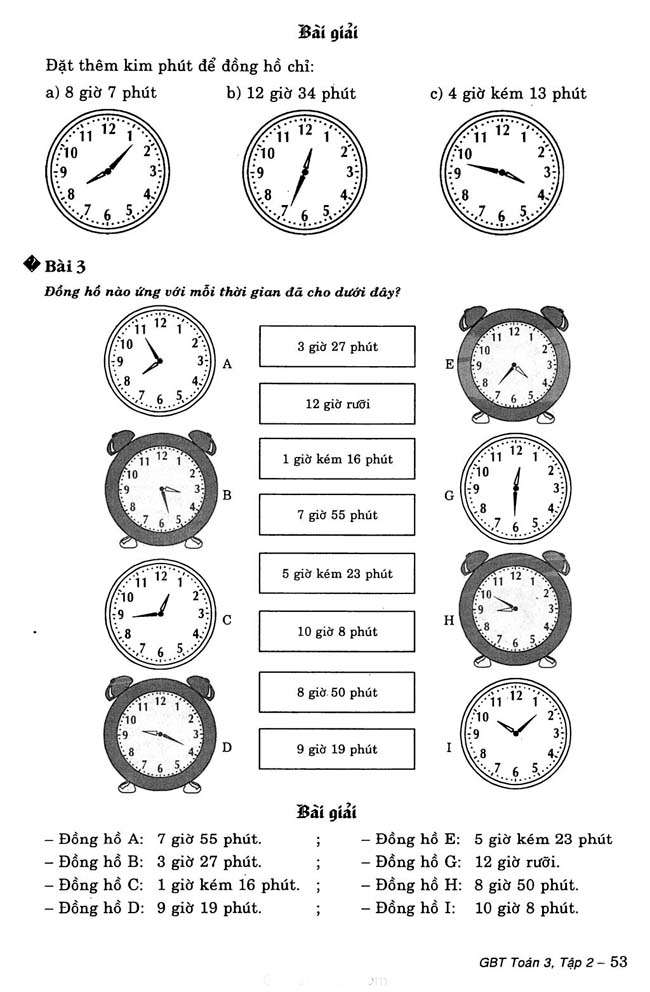 Bài tập xem đồng hồ lớp 3