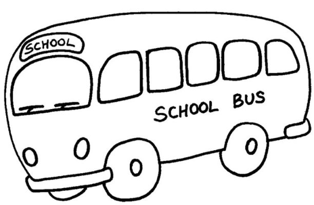 Tranh tô màu xe buýt đưa bé đến trường