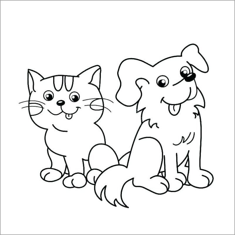 Tranh tô màu mèo và chó